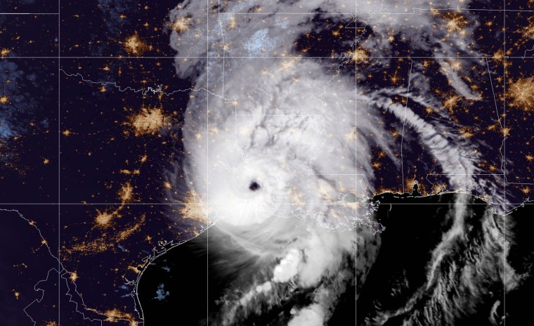 Image: A satellite image showing the progress of Hurricane Laura over the Gulf of Mexico  on Aug. 27, 2020.