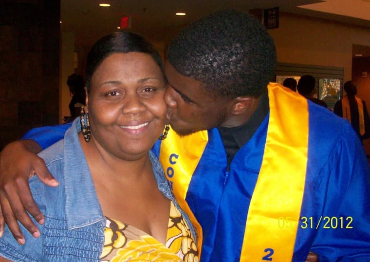 LaDarius and her mother, Anissa, at his high school graduation.