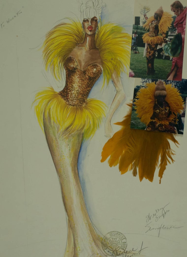 A sketch of Noxeema Jackson by costume designer Marlene Stewart.