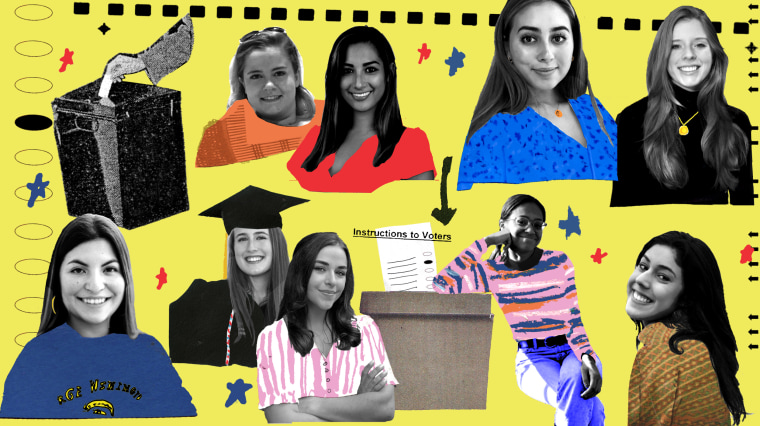 Image: A collage of women who invented Voteology, an app that helps college students figure out if their vote will be more impactful at their home address or their school address.