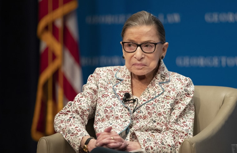Image: Supreme Court Associate Justice Ruth Bader Ginsburg speaks about her work and gender equality during a panel discussion at the Georgetown University Law Center in Washington.