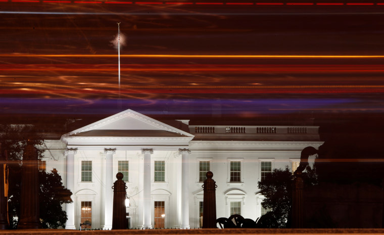 A view of the White House by night