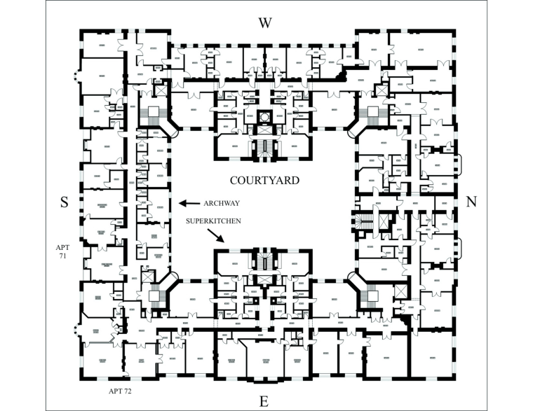 A layout of some of the apartments owned by Lennon and Ono in the Dakota.