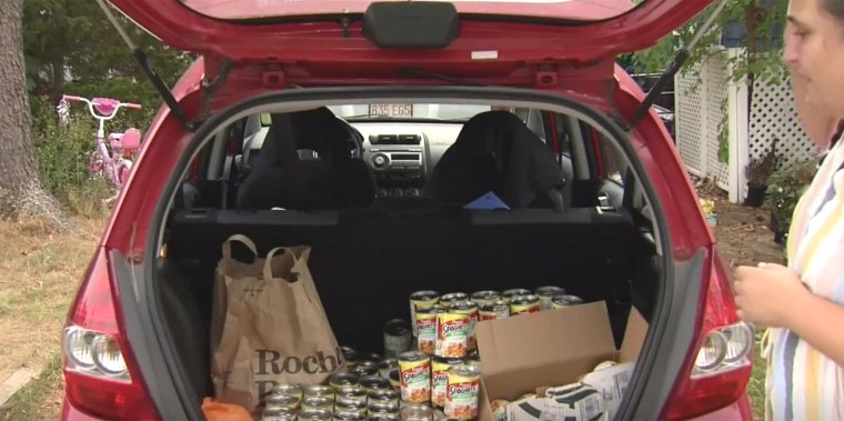 The MacDonald's received several hundred cans of Spaghetti O's from their community.