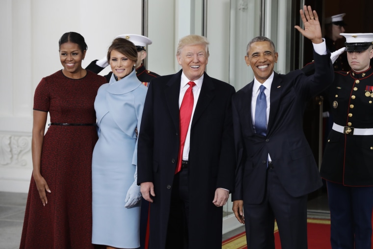 Image: President Barack Obama and first lady Michelle Obama greets President-elect Donald Trump and his wife Melania Trump