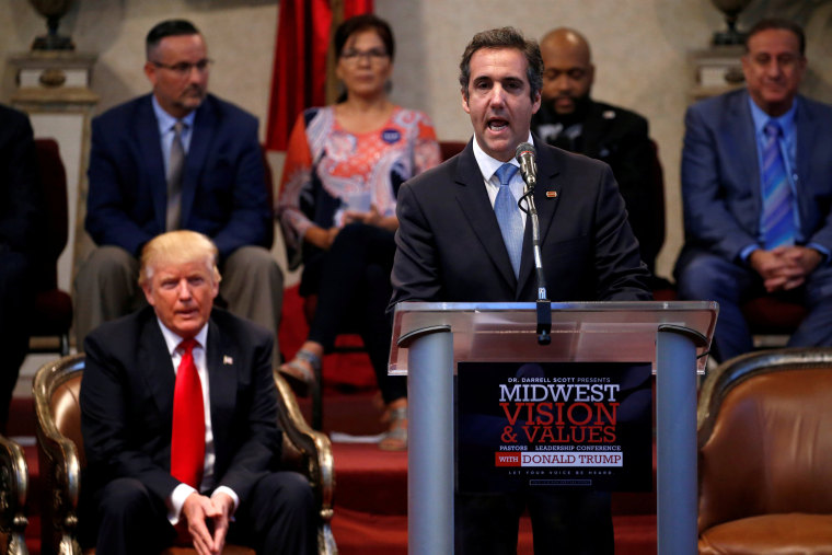 Trump appears with Cohen during campaign stop at the New Spirit Revival Center church in Cleveland Heights, Ohio