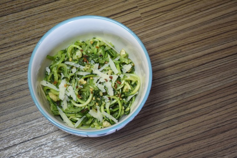 One way to avoid soggy zoodles is to go heavier on the vegetables and lighter on the sauce.