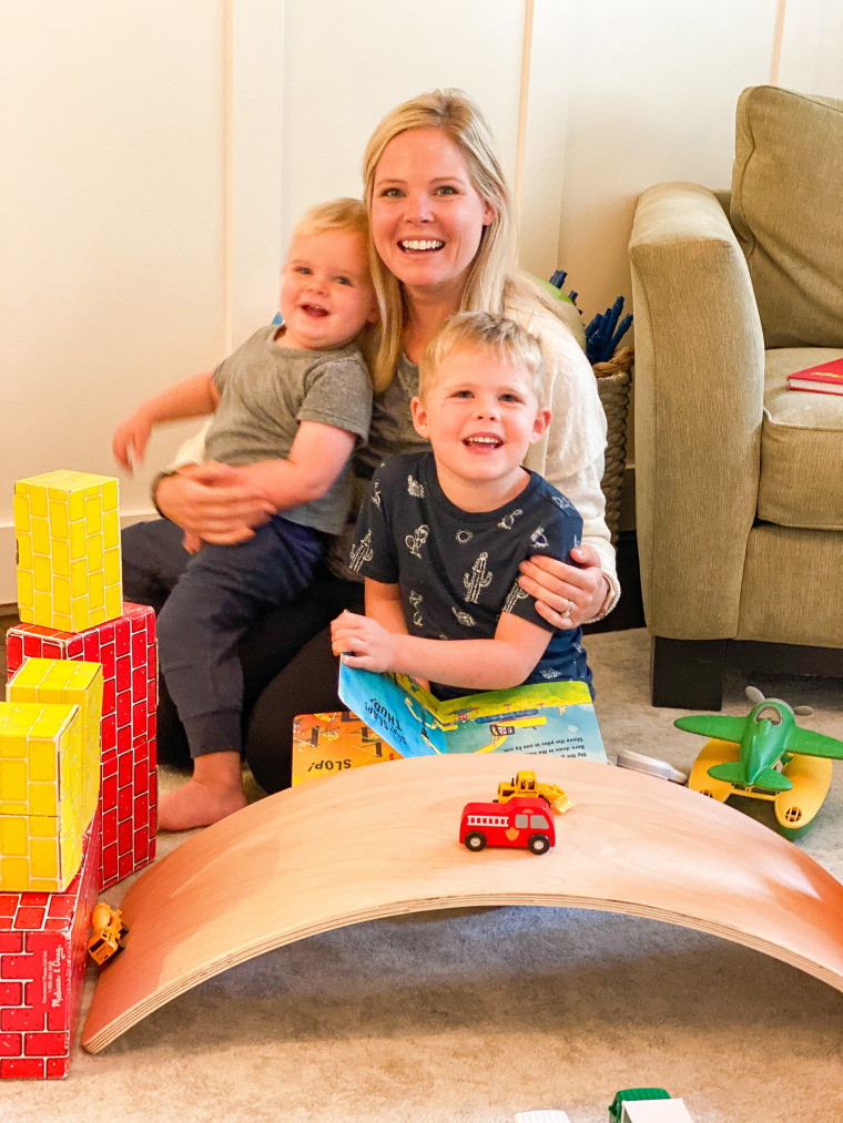 Kirsten Russell and her sons, Connor, 4, and Jackson, 2, in 2020, when wildfires ripped across the West Coast.