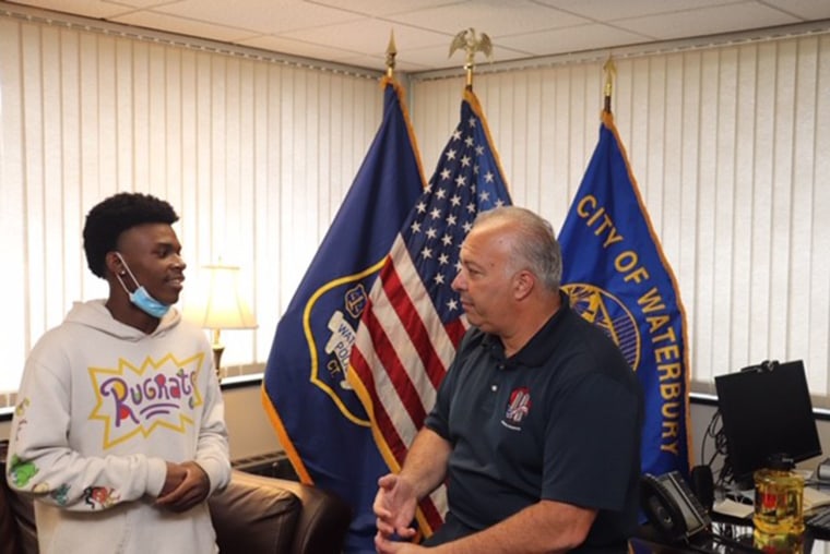 Waterbury Chief of Police Fernando Spagnolo rewarded Gavin for his heroic act by giving him a "Challenge Coin," an award generally given to a stand-out police officer. 