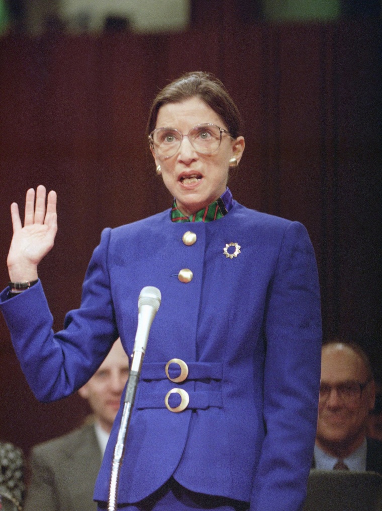 27 years ago, Ginsburg was sworn into her confirmation hearing of the Senate Judiciary Committee on Capitol Hill on July 20, 1993. Ginsburg told the committee that while she rose "on the shoulders" of women's rights pioneers, advocacy was not her vision of a justice's role.