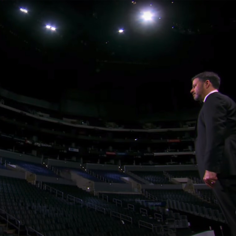 Kimmel hosted the show from a nearly empty Staples Center.