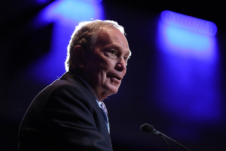 Image: Democratic presidential candidate, former New York City mayor Mike Bloomberg speaks  during a rally held at the Bricktown Events Center