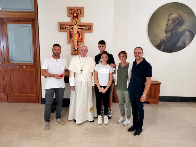 Image: Carlo Chiodi's family with Pope Francis.