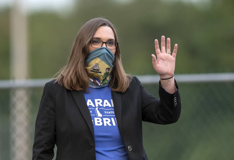 Image: Transgender activist Sarah McBride, who hopes to win a seat in the Delaware Senate, campaigns at the Claymont Boys &amp; Girls Club in Claymont, Del