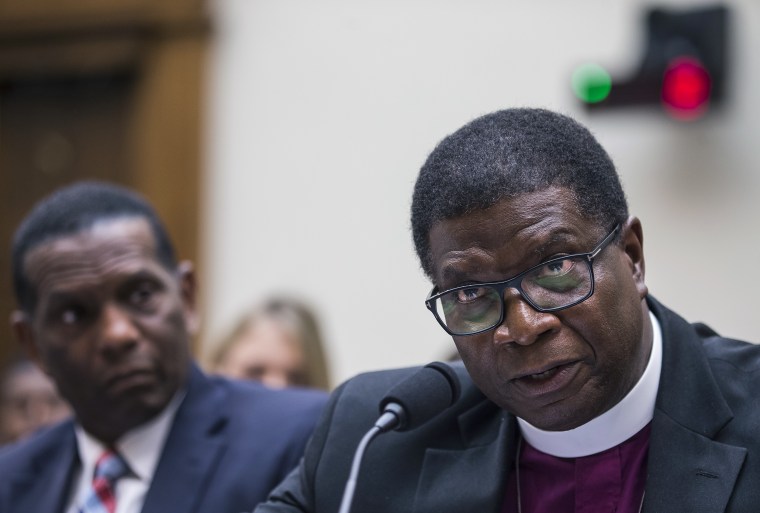 Episcopal Bishop of Maryland Rt. Rev. Eugene Taylor Sutton testifies during a hearing on slavery reparation
