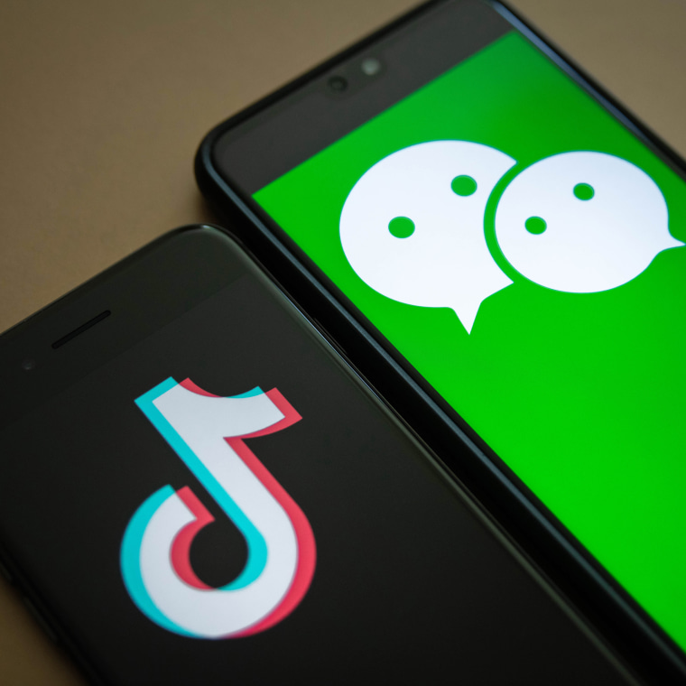 The logos for WeChat and TikTok.