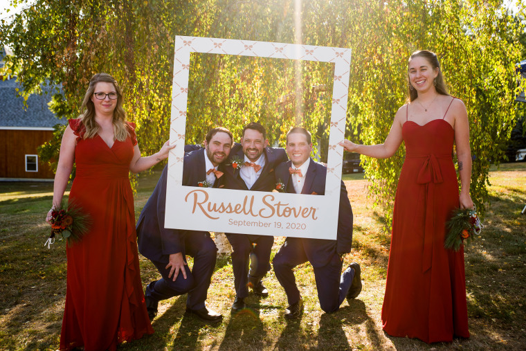 The fall wedding came together beautifully with Russell Stover's classic logo on all the decorations.