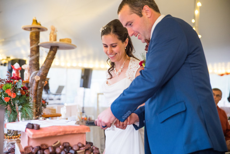 Jessica Russell and Rich Stover tied the knot Saturday with a very chocolaty celebration.