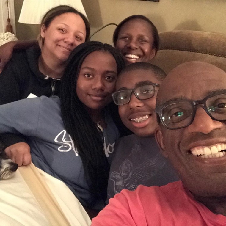 Al Roker with his kids, Courtney, Leila and Nick, and his wife, Deborah Roberts.