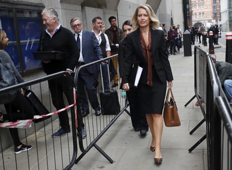 Image: Stella Moris, rear, the partner of WikiLeaks founder Julian Assange, and his lawyer Jennifer Robinson, right, arrive at the Central Criminal Court, the Old Bailey, in London, Monday, Sept. 21, 2020, as the Julian Assange extradition hearing to the