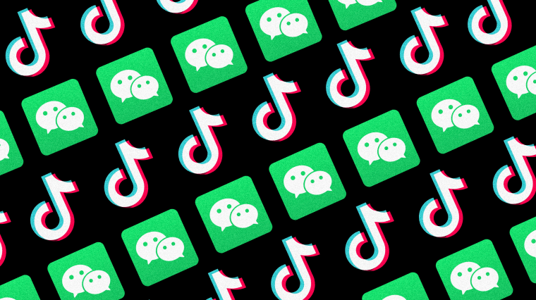 Image: Repeating TikTok and WeChat logos.
