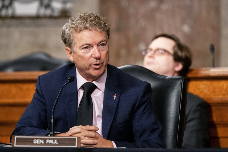 Image: Sen. Rand Paul. R-Ky., during a hearing at the Capitol