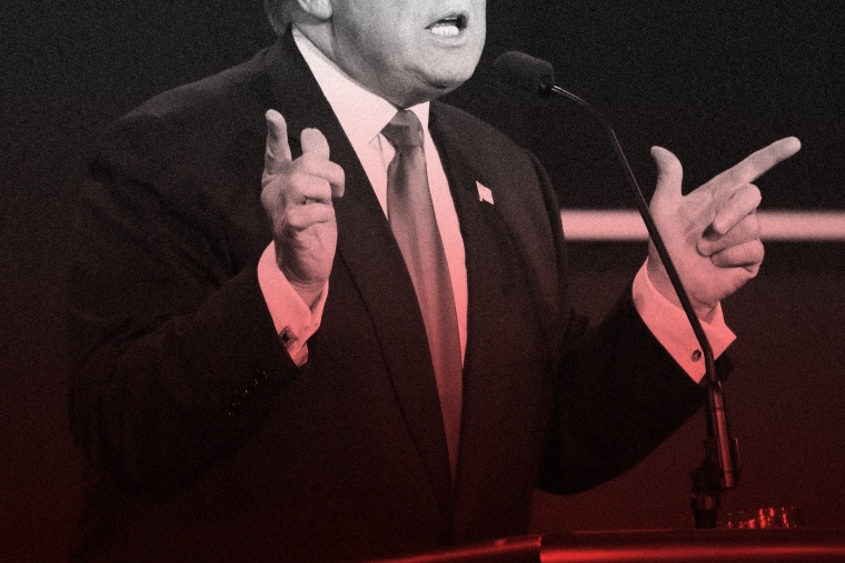 Donald Trump speaks during the presidential debate in Las Vegas.