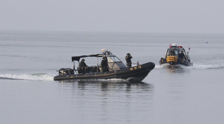 Image: South Korean marine boats patrol near Yeonpyeong island, South Korea