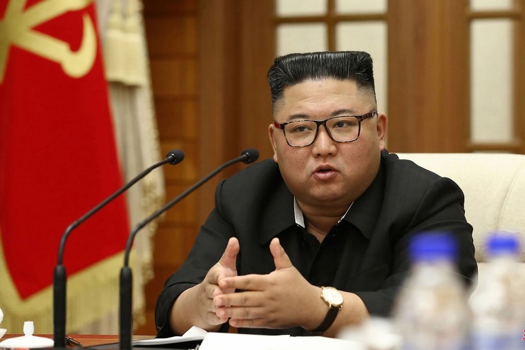 Image: North Korean leader Kim Jong Un speaks during a meeting of the Political Bureau of the Central Committee of the Workers' Party of Korea in Pyongyang