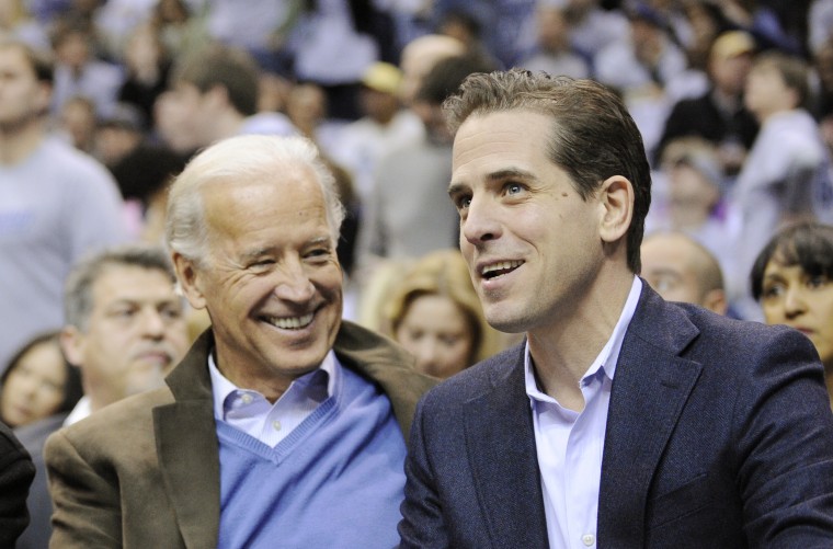 Vice President Joe Biden and his son Hunter Biden at basketball game in 2010.