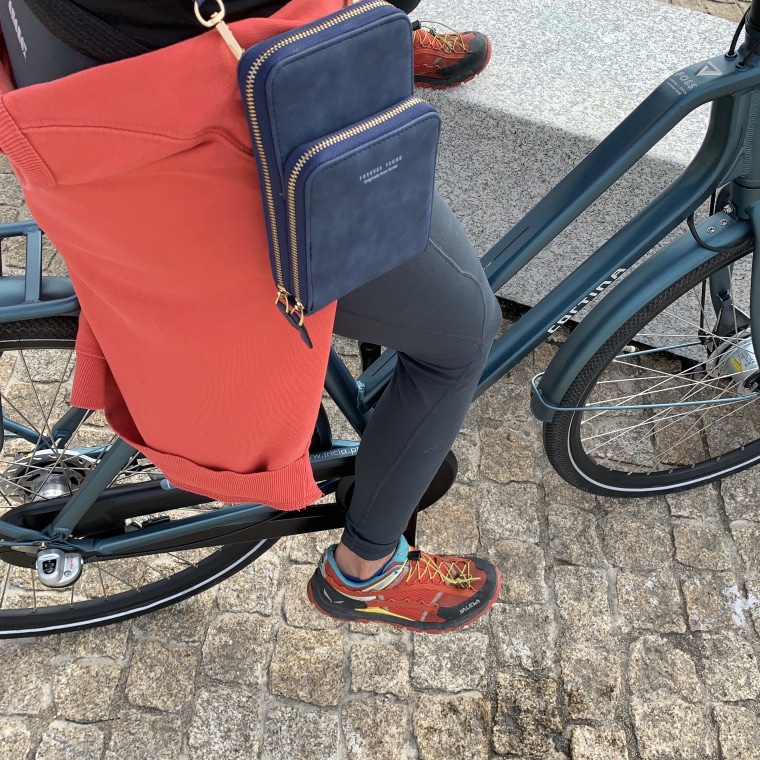 cycling with my crossbody cell phone bag