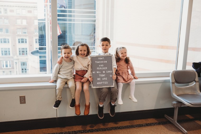 The Young's adopted siblings Connor, Parker, Aiden and Elliott in Dec. 2019. 
