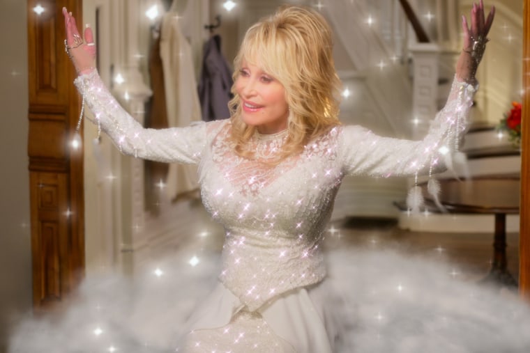 Dolly Parton as Angel in her Netflix film, "Christmas on the Square." 