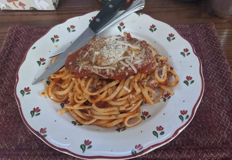 "When you are in a time crunch but want something special for dinner, pop RBC in the air fryer while preparing the pasta for a delicious chicken Parmesan," Melissa Brooks told TODAY. "And, you can serve it with Aldi pre-bagged Caesar salad."