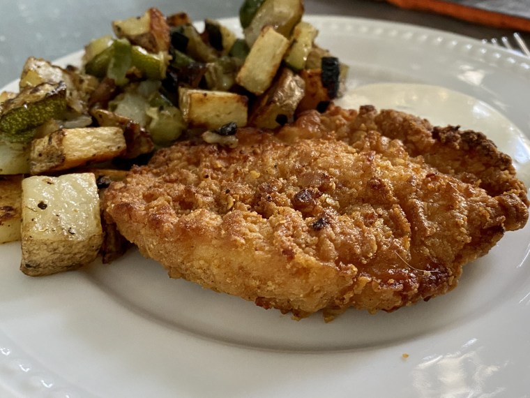 My Kirkwood chicken fillet dinner creation was simple: I cooked the chicken in an air fryer and served it with roasted vegetables.