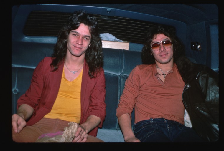 Eddie and Alex Van Halen in automobile