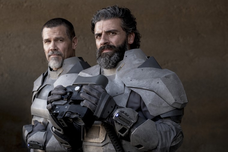 Josh Brolin, left, and Oscar Isaac in a scene from the film "Dune."