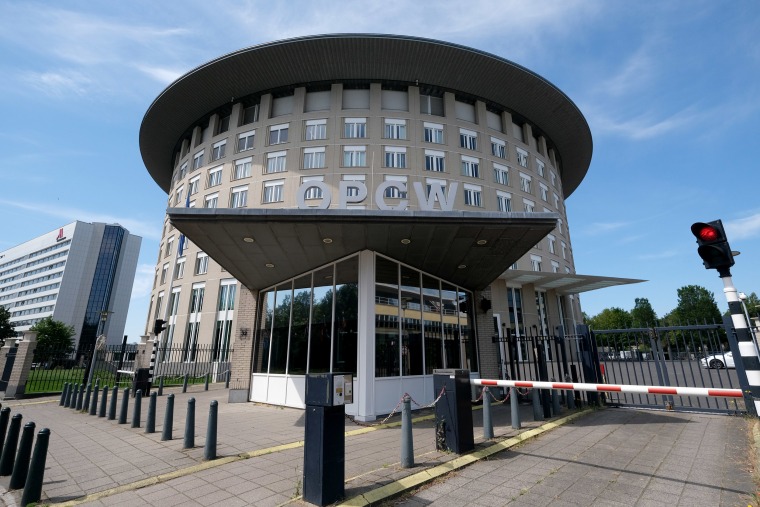 Image: The Organisation for the Prohibition of Chemical Weapons (OPCW) headquarters building in The Hague, Netherlands.