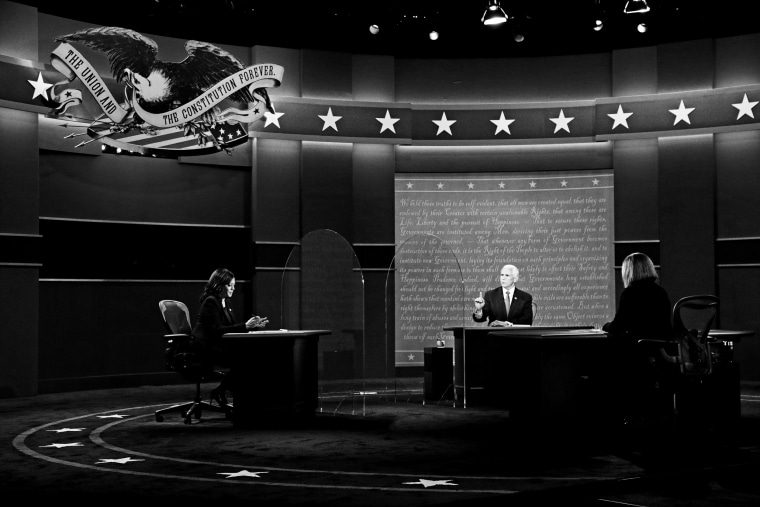 Image: Mike Pence And Kamala Harris Take Part In Vice Presidential Debate
