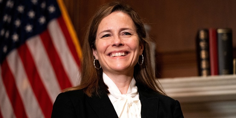 Image: FILE PHOTO: Judge Amy Coney Barrett poses for a photo before a meeting