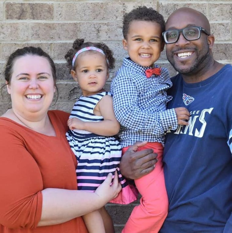 Amy and James Ferrell with their children, Charlee and Logan. Charlee, who turns 3 years old later this month, was born deaf. 