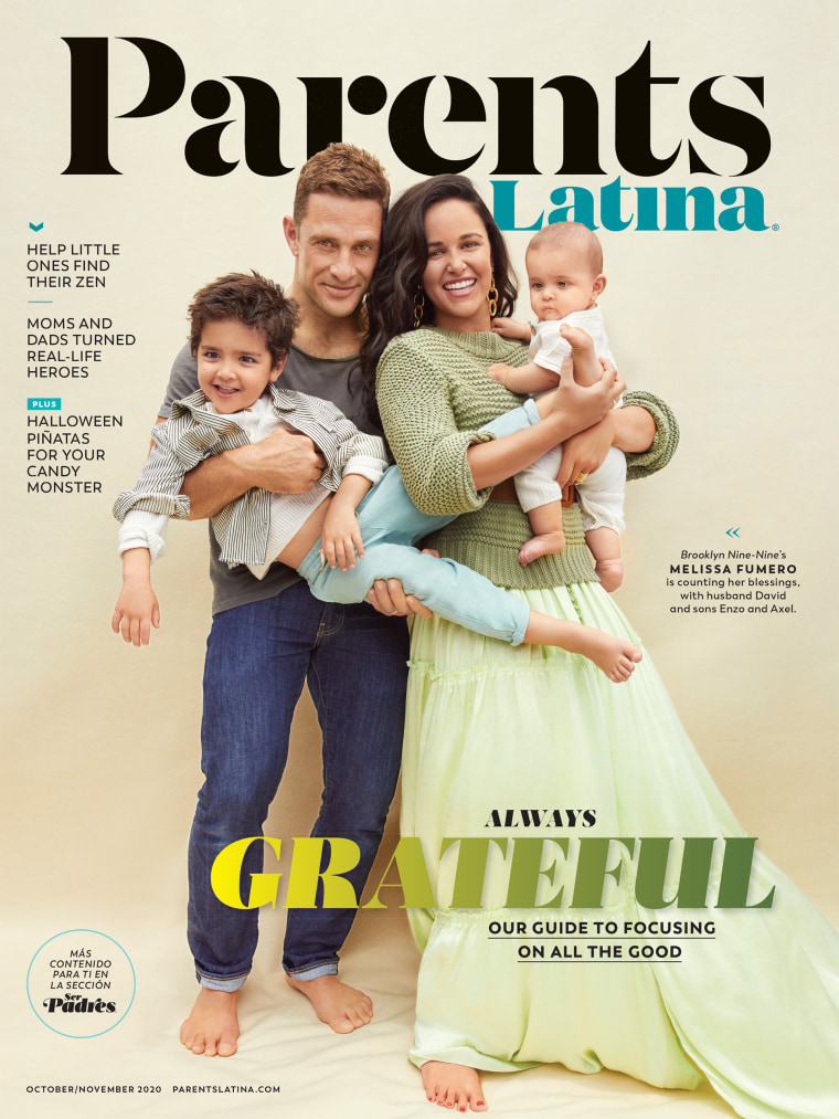 Melissa Fumera posed on the cover of Parents Latina with her husband, David Fumera, and their sons, Enzo and Axel. 