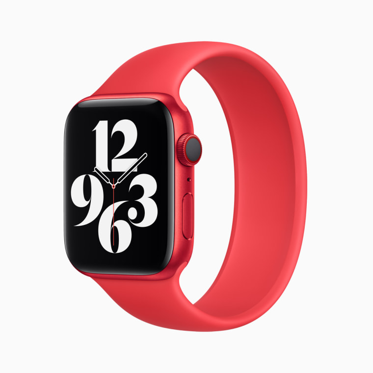 The new (PRODUCT)RED Apple Watch Series 6 with exclusive matching Solo Loop.