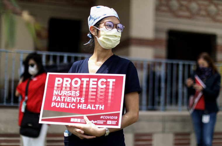 Image: Health care workers protest in Santa Monica