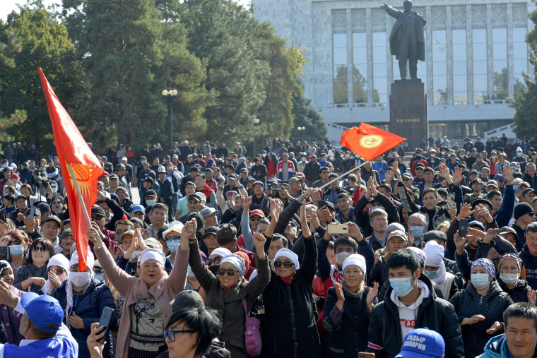 Image: Protesters took to the streets in Kyrgyzstan to dispute 