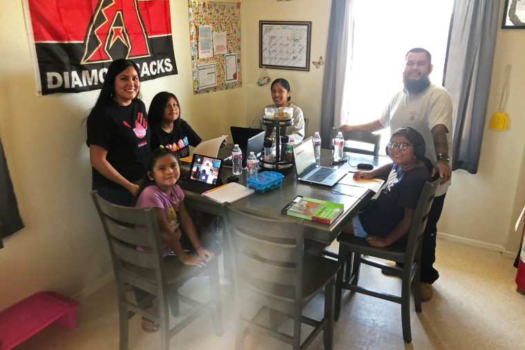 The Brooks family in their home in the Gila River Indian Community.