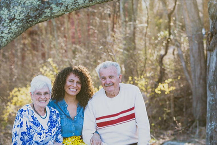 April Dinwoodie with her parents.