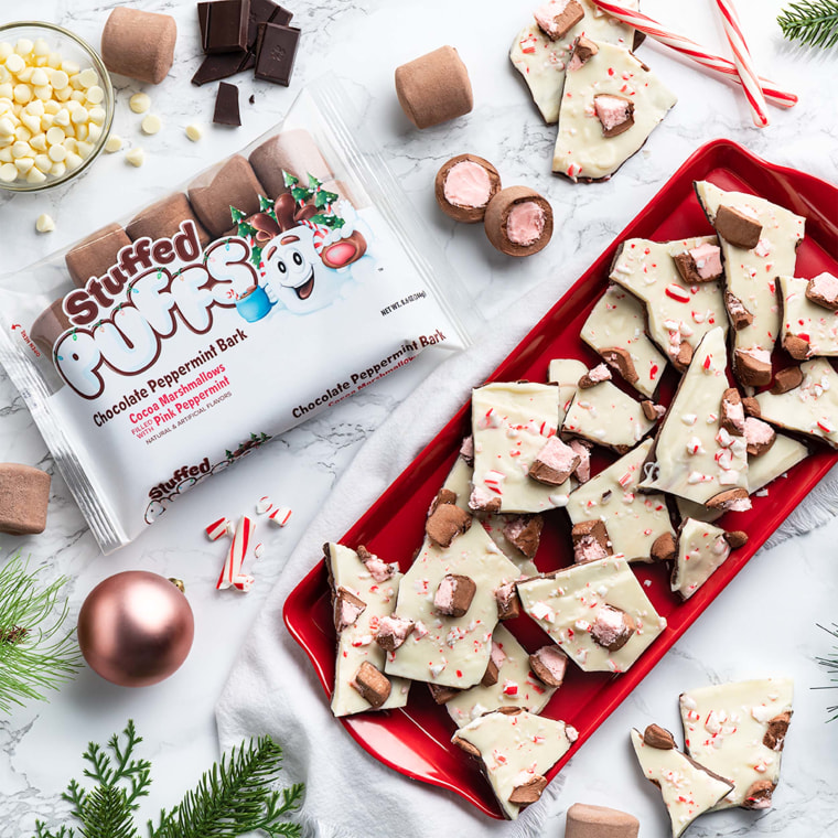Stuffed Puffs' latest marshmallow flavor was inspired by chocolate peppermint bark.