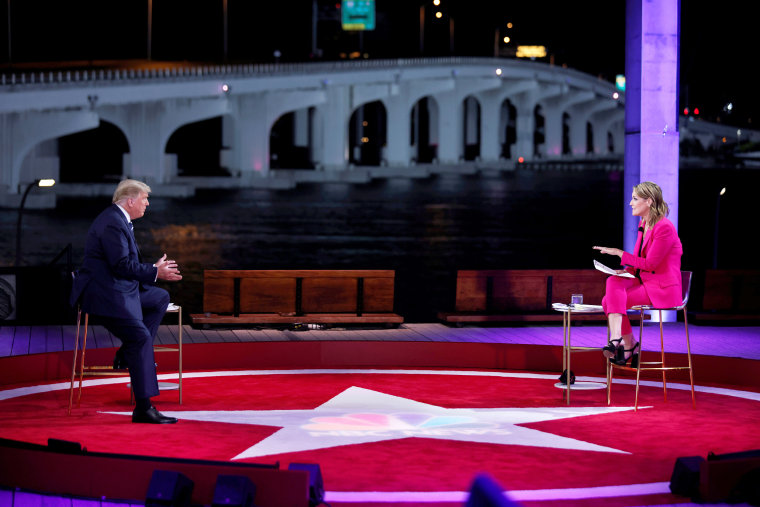 Image: U.S. President Donald Trump takes part in a live one-hour NBC News town hall forum, in Miami