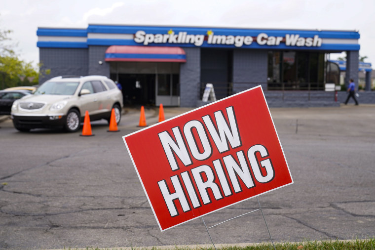 Image: A help wanted sign is displayed at car wash in Indianapolis
